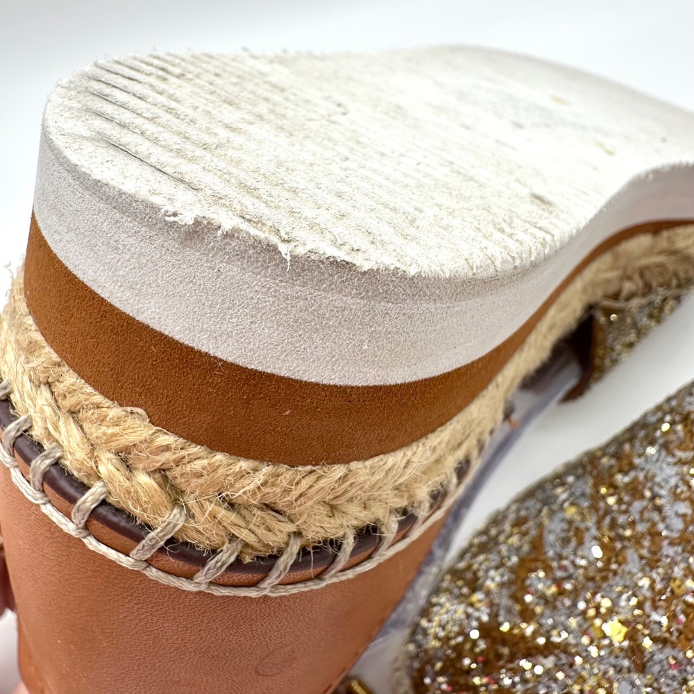 See by Chloe Glyn Gold Glitter Espadrille Wedge Sandal Size EU 37 - Picture 13 of 16
